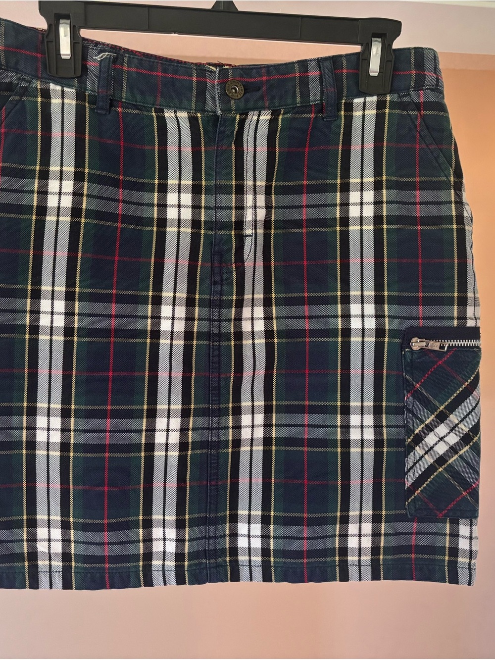 Tommy Hilfiger Green, Navy and White Plaid Mini Skirt